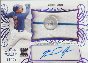 2021 Leaf Trinity Patch Autographs Purple 24/25 Miguel Amaya #PA-MA2