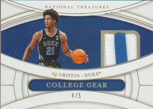 2022-23 Panini National Treasures Collegiate College Gear Prime 4/5 AJ Griffin #CG-AJG