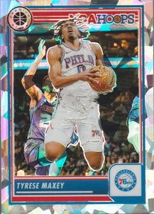 2023-24 Panini NBA Hoops Premium Stock Ice Prizm Tyrese Maxey #144
