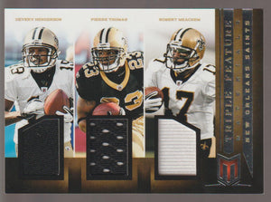2012 Panini Momentum Triple Feature Materials 89/99 Pierre Thomas - Robert Meachem - Devery Henderson #2
