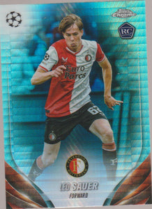 2023-24 Topps Chrome UEFA Club Competitions Aqua Prism Refractor Leo Sauer #129 RC