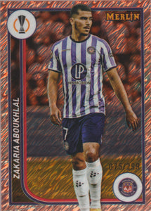 2023-24 Topps Merlin Chrome UEFA Club Competitions Rose Gold Shimmer 075/299 Zakaria Aboukhlal #132