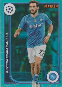2023-24 Topps Merlin Chrome UEFA Club Competitions Aqua 129/199 Khvicha Kvaratskhelia #123
