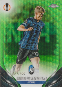 2023-24 Topps Chrome UEF Club Competitions Neon Green Wave Refractor 287/399 Charles De Ketelaere #19