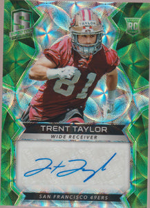 2017 Spectra Football Rookie Autographs Neon Green 14/50 Trent Taylor #200 RC