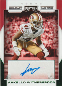 2017 Playoff Football Hail Mary Green Foil Rookie Autograph Ahkello Witherspoon #RS-AW