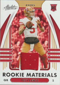 2021 Panini Absolute Absolute Rookie Materials Trey Lance #ARM-TLA RC