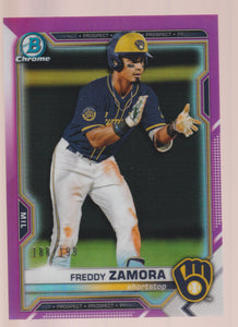 2021 Bowman Chrome Prospects Fuchsia Shimmer Refractor 188/199 Freddy Zamora #BCP-2