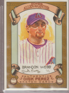 2007 Topps Allen & Ginter's Dick Perez Sketch Cards Brandon Webb #1