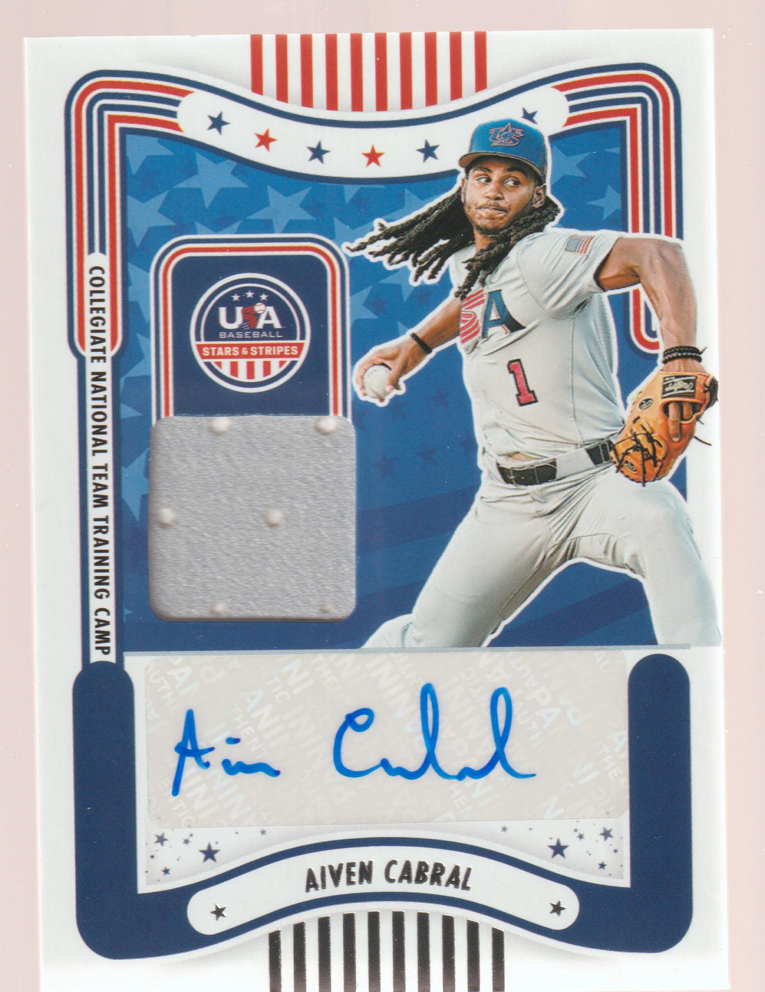 2024 Panini Stars and Stripes Stars and Stripes Materials Signatures Aiven Cabral #SM-AC