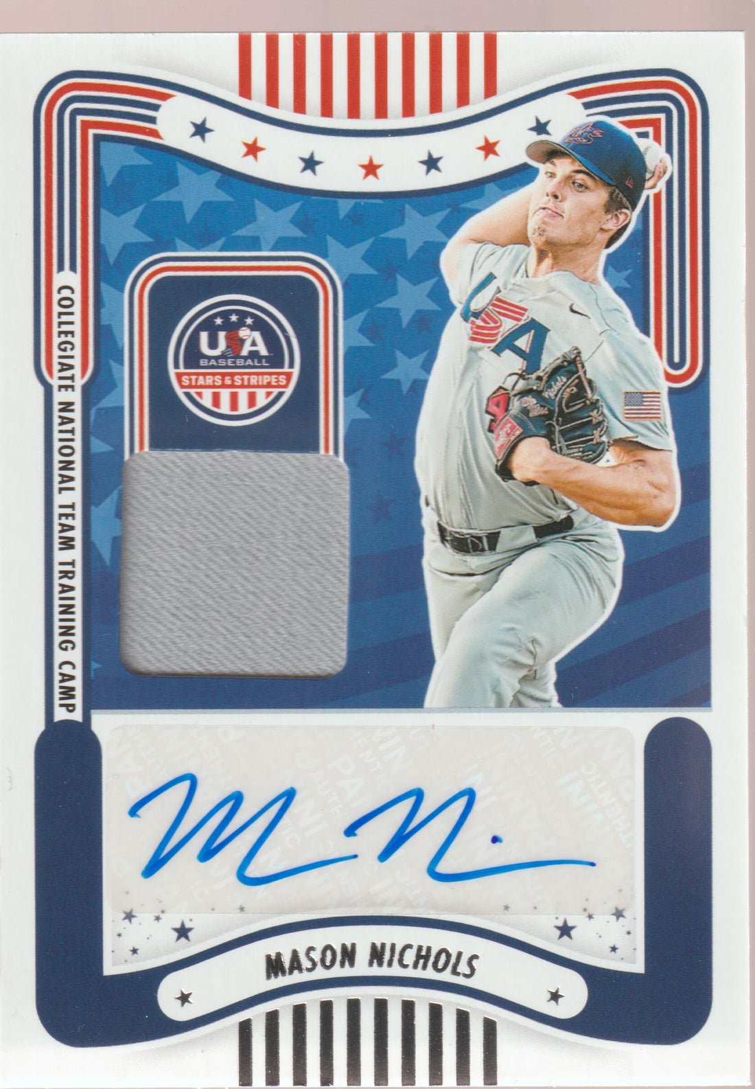 2024 Panini Stars and Stripes Stars and Stripes Materials Signatures Mason Nichols #SM-MN