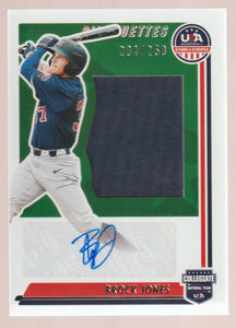 2022 Panini USA Baseball Stars & Stripes USA Baseball Silhouettes Signatures Jerseys 204/250 Brock Jones #SIL-BJ