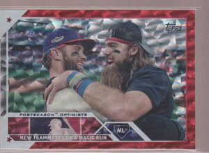 2023 Topps Baseball Red Foil Board 187/199 Bryce Harper - Brandon Marsh #432