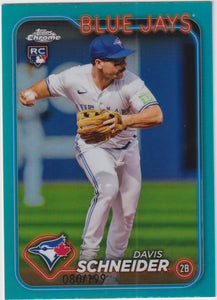 2024 Topps Chrome Aqua Refractor 080/199 Davis Schneider #290 RC