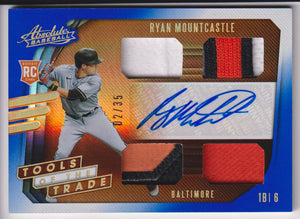 2021 Panini Absolute Tools of the Trade Signatures 4 Swatch Spectrum Blue 02/35 Ryan Mountcastle #TT4S-RM RC