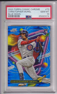 2023 Topps Chrome Cosmic Blue Moon Refractor 91/99 Christopher Morel #77 RC PSA 10