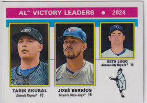 2025 Topps Heritage Chrome AL Victory Leaders Tarik Skubal - Jose Berrios - Seth Lugo #200