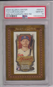 2024 Topps Allen & Ginter Mini Autograph-Red Ink 02/10 Taylor Kohlwey #MATK PSA 10