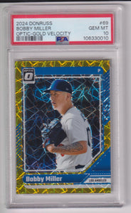 2024 Donruss Optic-Gold Velocity 10/10 Bobby Miller #69 RC PSA 10