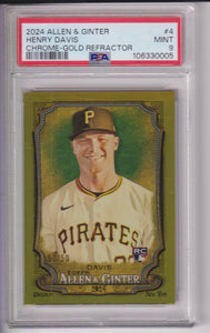 2024 Topps Allen & Ginter Chrome Gold Refractor 50/50 Henry Davis #4 RC PSA 9