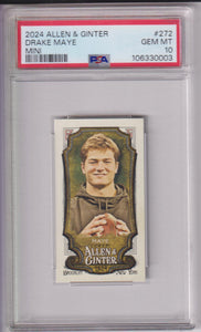 2024 Topps Allen & Ginter Mini Allen & Ginter back Drake Maye #272 PSA 10
