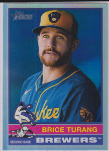 2025 Topps Heritage Baseball Chrome Refractor Brice Turang #402