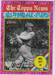 2025 Topps Heritage Baseball Pink Sparkle Mel Ott #348