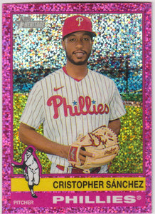 2025 Topps Heritage Baseball Pink Sparkle Refractor Christopher Sanchez #407