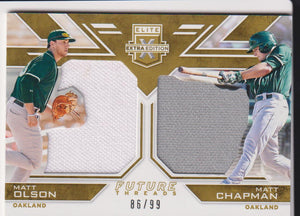 2016 Elite Extra Edition Future Threads Duals Gold 86/99 Matt Chapman Matt Olson #4