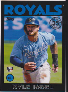 2021 Topps Update Series 1986 Topps Baseball 35th Anniversary Black 075/299 Kyle Isbel #86B-2 RC