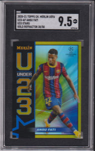 2020-21 Topps Chrome Merlin UEFA U23 Stars Gold Refractor 38/50 Ansu Fati #U23-AF SGC 9.5