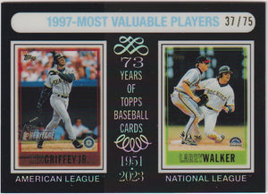 2024 Topps Heritage High Number Chrome Black Refractor 37/75 Ken Griffey Jr. - Larry Walker #200