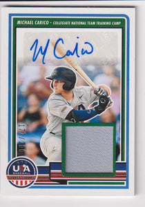 2023 Panini USA Baseball Stars & Stripes USA Stars & Stripes Signature Materials 177/200 Michael Carico #SM-MC