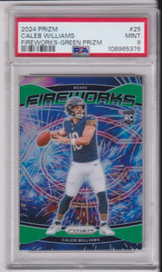 2024 Panini Prizm Fireworks Green Prizm Caleb Williams #25 RC PSA 9
