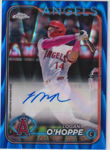 2024 Topps Chrome Update Series Autographs Blue RayWave Refractor 039/150 Logan O'Hoppe #AC-LO
