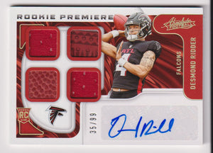 2022 Panini Absolute Quad Rookie Premiere Materials Autos 35/99 Desmond Ridder #204 RC