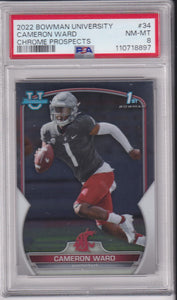 2022 Bowman Chrome University Chrome Prospects Cameron Ward #34 PSA 8