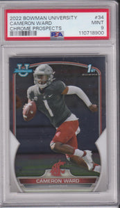 2022 Bowman Chrome University Chrome Prospects Cameron Ward #34 PSA 9