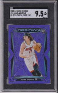 2023-24 Panini Obidian Electric Etch Purple Flood 7/49 Jaime Jaquez Jr. #28 RC SGC 9.5