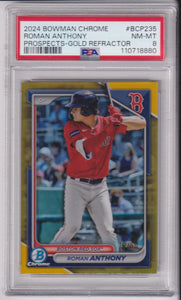 2024 Bowman Chrome Prospects Gold Refractor 12/50 Roman Anthony #BCP-235 PSA 8