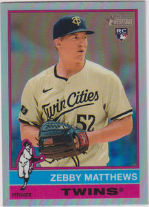 2025 Topps Heritage Chrome Refractor Zebby Matthews #309 RC