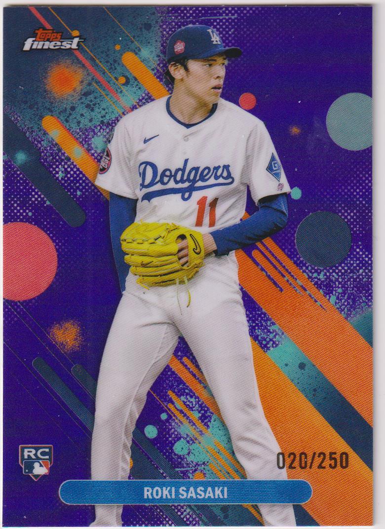 2025 Topps Finest Baseball Purple Refractor 020/250 Roki Sasaki #40 RC