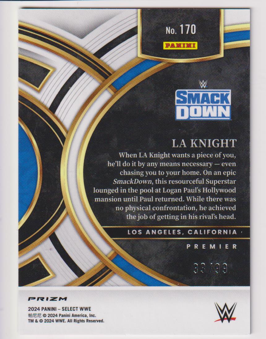 2024 Panini Select WWE Purple Prizms 33/99 LA Knight #170
