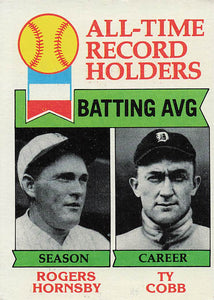 1979 Topps All-Time Record Holders Rogers Hornsby - Ty Cobb #414