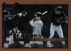 2002 Topps League Leaders Sammy Sosa - Todd Helton - Barry Bonds #344