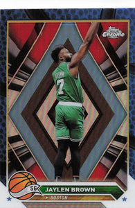 2023-24 Topps Chrome Basketball Blue Basketball Refractor Jaylen Brown #78