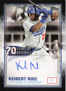 2021 Topps 70 Years of Baseball Autographs Series 2 Black 119/187 Keibert Ruiz #70YA-KR