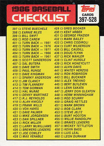 1986 Topps Checklist 397-528 #527