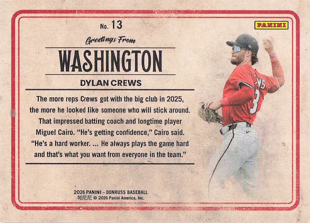 2026 Donruss Baseball Greetings From Dylan Crews #13