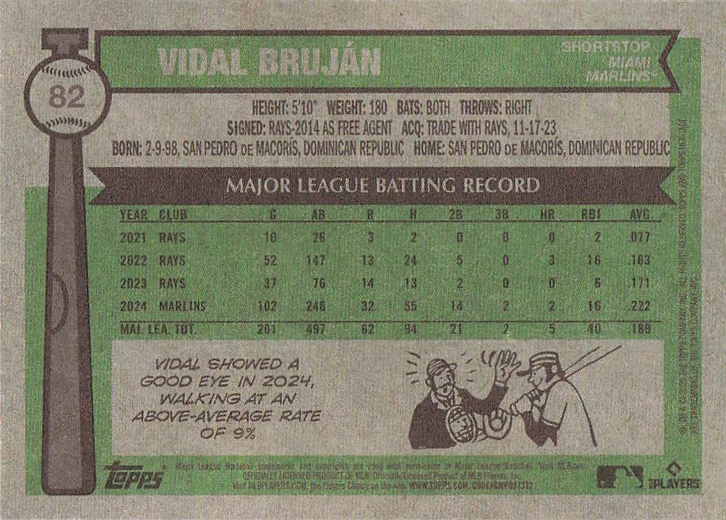 2025 Topps Heritage Baseball Vidal Bruján #82